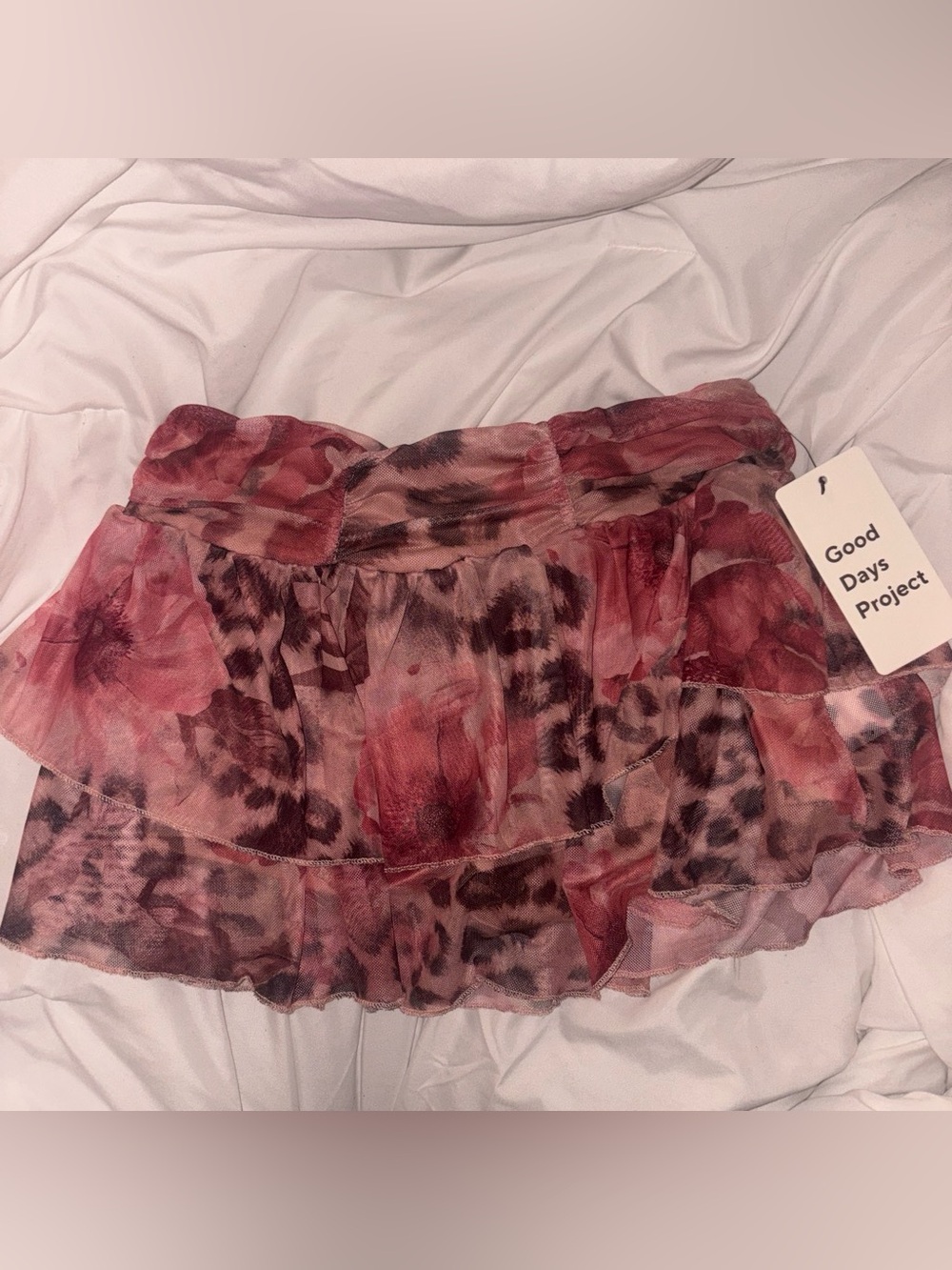 Pink Floral Tiered Mini Skirt